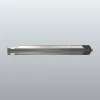 Long stainless-steel cylindrical tool with a ribbed left end and a dark cap on the right.